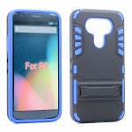 Wholesale LG G5 Hard Shield Hybrid Kickstand Case (Blue)